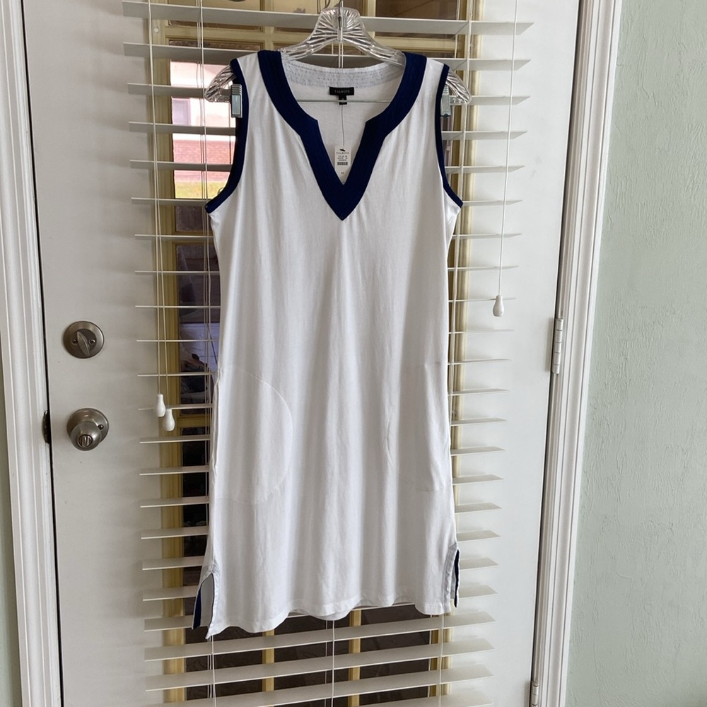 Talbots navy and white beach coverup, size M